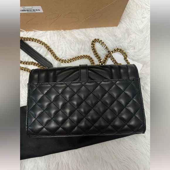 Saint Laurent YSL Monogram Small Envelope Smooth Leather Wallet On Chain - Picture 3 of 5